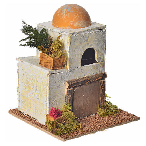 Maison arabe coupole et porte pour crèche 18x15x15 cm 2