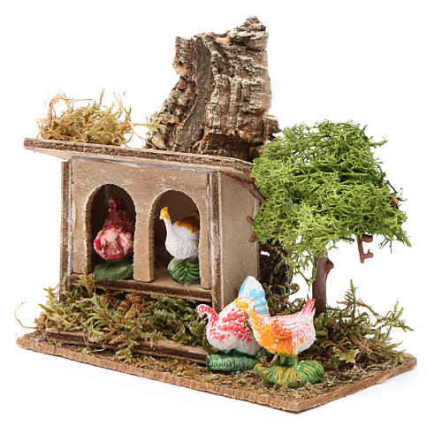 Nativity setting, cock and hens 10cm 2