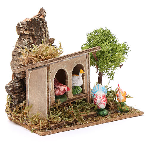 Nativity setting, cock and hens 10cm 3
