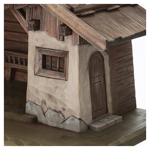 Cabana para presépio Val Gardena madeira pintada 3
