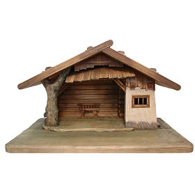 Stable for nativities in painted Valgardena wood