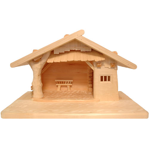 Stable for nativities in natural Valgardena wood 1