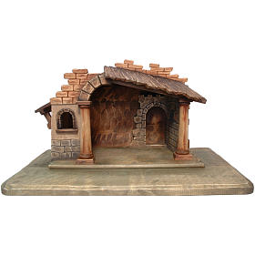 Nativity stable in painted Valgardena wood