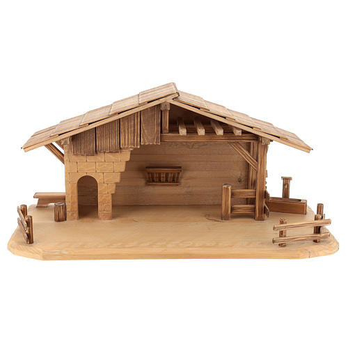 Cottage style nativity stable, multi-patinated Valgardena wood 1