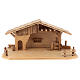 Cottage style nativity stable, multi-patinated Valgardena wood s1