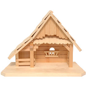 Chalet crèche Valgardena 6/7 cm bois naturel