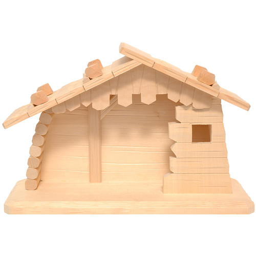 Nativity stable 10cm, natural Valgardena wood 1