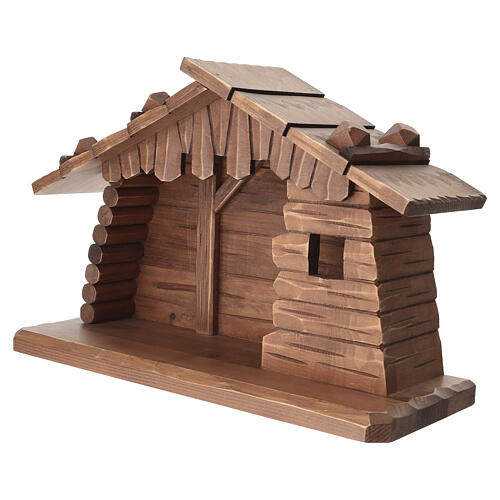 Cabaña madera pesebre Valgardena 10 cm patinada 3