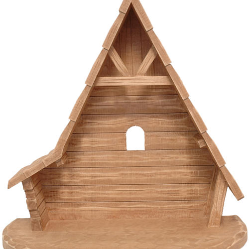 Hütte für Krippe aus Grödnertal Holz patiniert für Statuen 10/15 cm groß 1