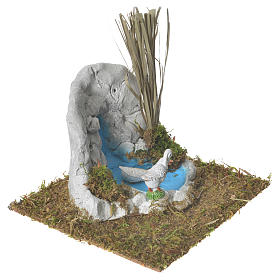 Mosty do szopki, strumyki, płoty: Staw z gipsu z gęsiami 12x15x14