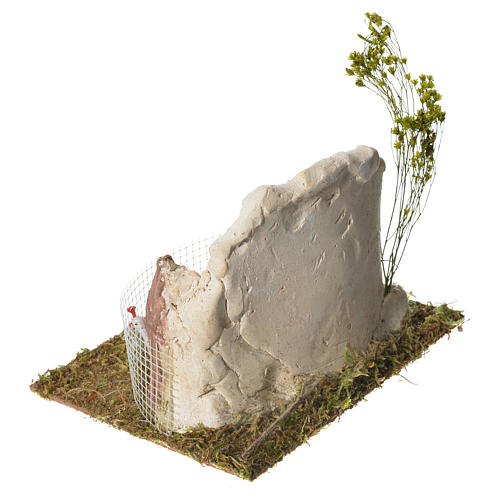 Hühnerstall aus Gips auf Holzbasis 11x16x15 cm 3