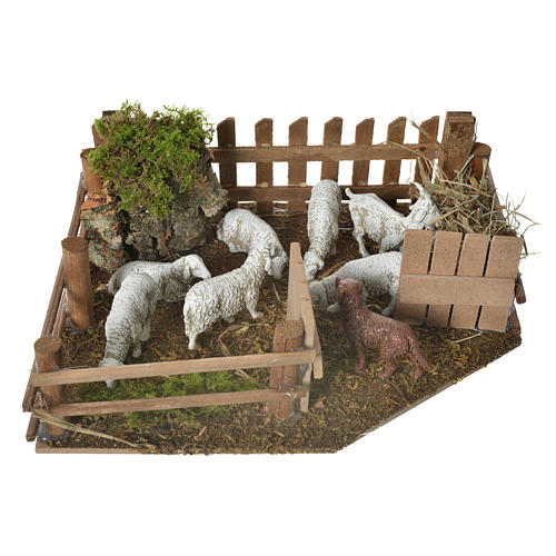Schafstall mit Hund für Krippe 6x19x14 cm 1
