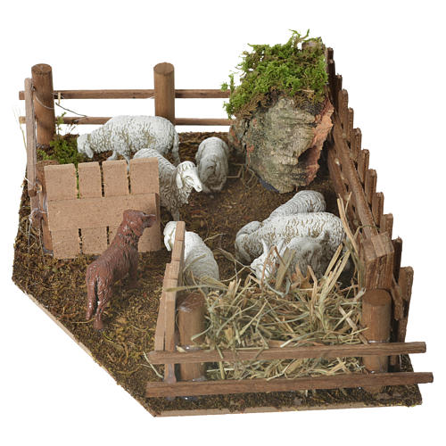 Sheepfold with dog for nativities 6x19x14cm 2