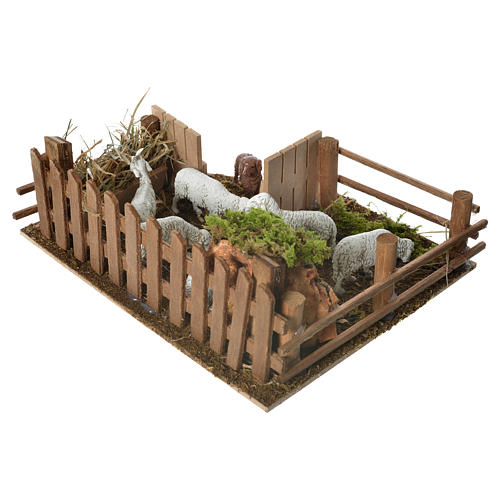 Sheepfold with dog for nativities 6x19x14cm 3