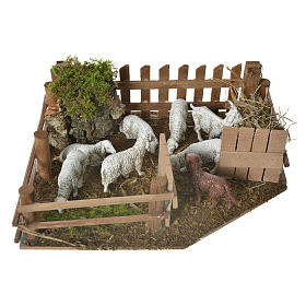 Sheepfold with dog for nativities 6x19x14cm