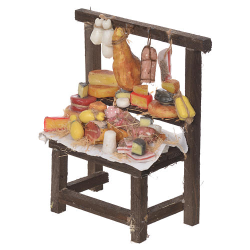 Nativity accessory, cured meat stall in wax 22x16.5x8cm 2