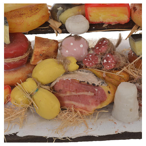 Nativity accessory, cured meat stall in wax 22x16.5x8cm 6