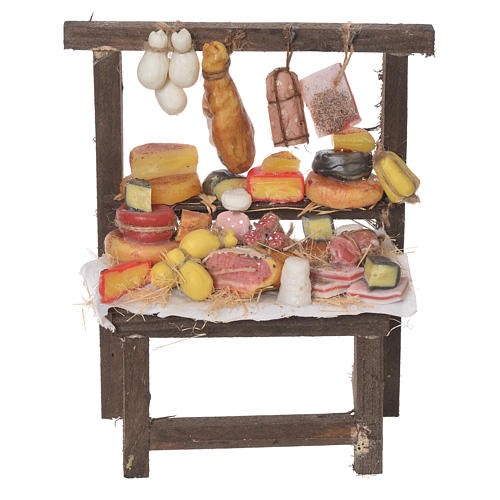 Nativity accessory, cured meat stall in wax 22x16.5x8cm 1