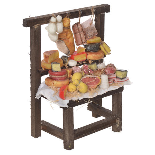 Nativity accessory, cured meat stall in wax 22x16.5x8cm 3