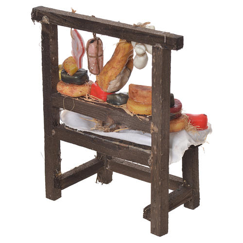 Nativity accessory, cured meat stall in wax 22x16.5x8cm 4