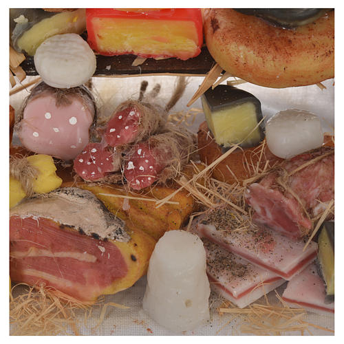 Nativity accessory, cured meat stall in wax 22x16.5x8cm 7