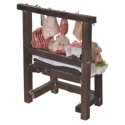 Nativity accessory, butcher's stall in wax 22x16.5x8cm 4