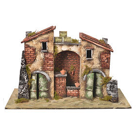 Farmhouse with fountain and pump for nativities 32x50x26cm