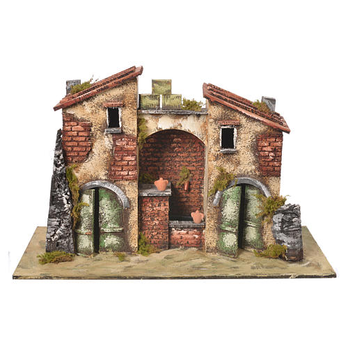 Casolare con fontana e pompa del presepe 32x50x26 cm 1