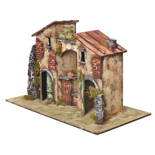 Farmhouse with fountain and pump for nativities 32x50x26cm 3