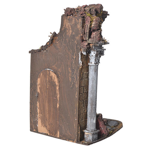 Temple with brown door for nativities, 20x20x40cm 3