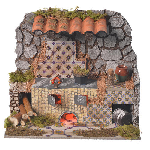 Nativity kitchen with flame effect lamp measuring 14x20x7cm 1