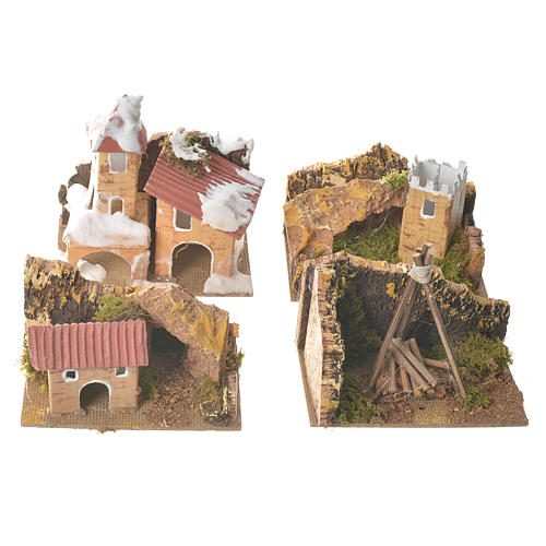 Set of 12 houses with setting for nativities, 6x10x6cm 4