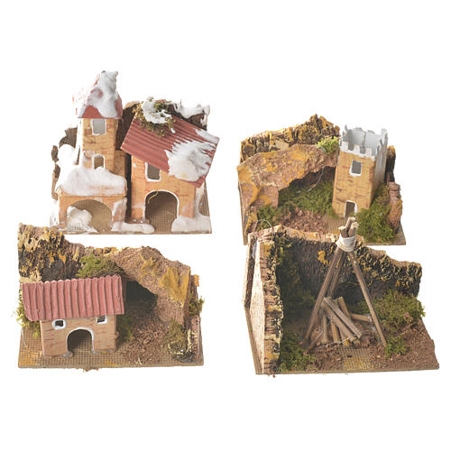 Set of 12 houses with setting for nativities, 6x10x6cm 5
