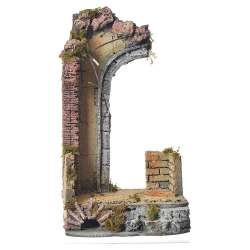 Antique temple with half arch for nativities, 30x15x12cm 1