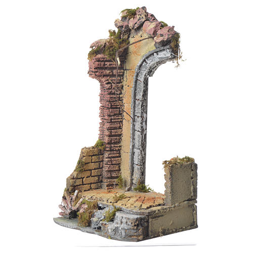 Antique temple with half arch for nativities, 30x15x12cm 2