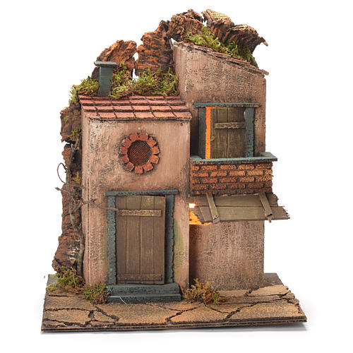 Neapolitan Nativity Village with balcony and roof tiles 30X30X30 cm 1