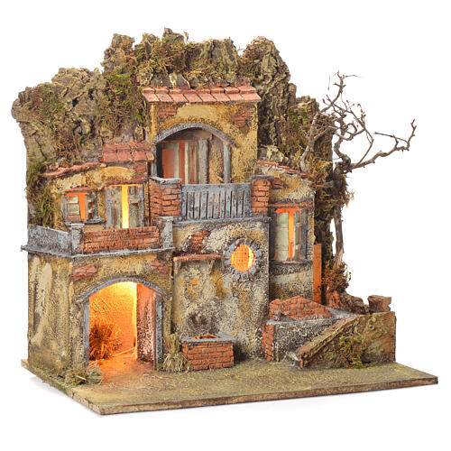 Neapolitan Nativity village with fountain 55x50x35, for 10cm 2