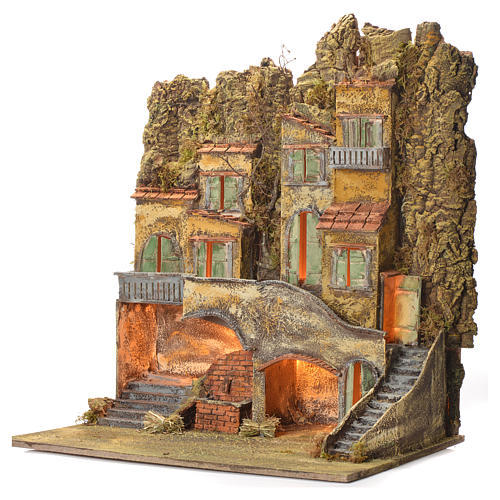 Kamienica szopki neapolitańskiej z fontanną 65x56x64 do figur cm 8 3