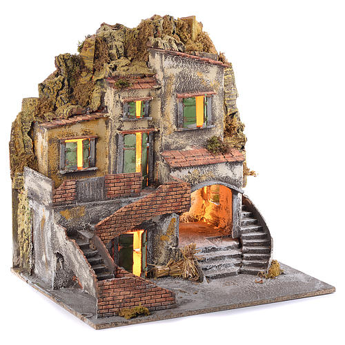 Neapolitan Nativity 60x55x45cm Village and fountain for 10cm 2