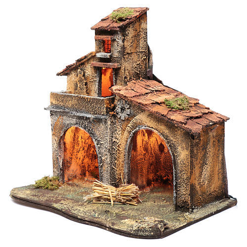 Wooden cabin, Neapolitan Nativity 40x44x30cm 2