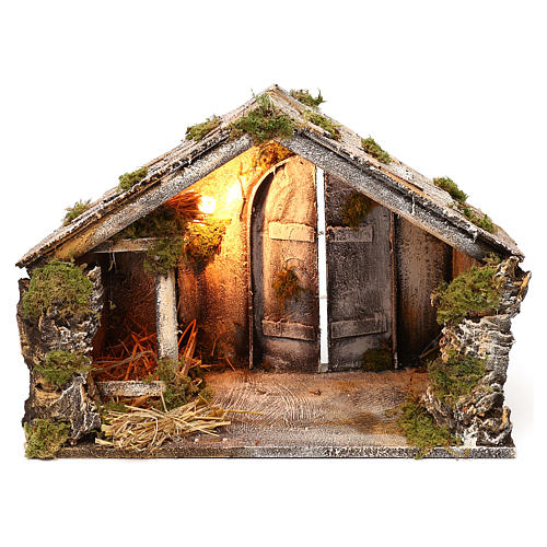 Wooden and straw cabin, Neapolitan Nativity 36x51x29cm 1