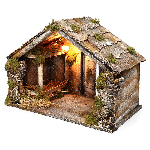 Wooden and straw cabin, Neapolitan Nativity 36x51x29cm 2
