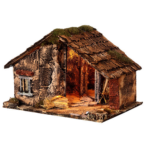 Wooden cabin with mirror, Neapolitan Nativity 30x40x30cm 3