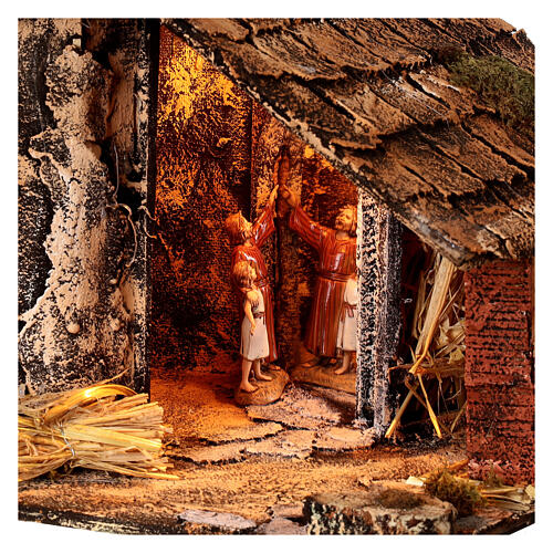 Cabana em madeira com espelho presépio Nápoles 30x40x30 cm 4