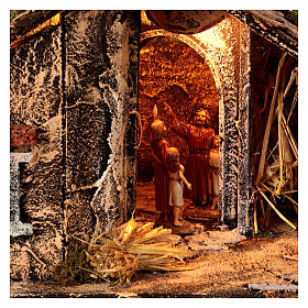 Wooden cabin with mirror, Neapolitan Nativity 30x40x30cm