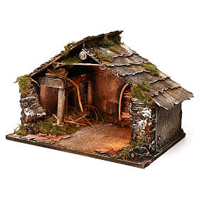 Presépio Napolitano: Cabana em madeira presépio napolitano 30x49x29 cm