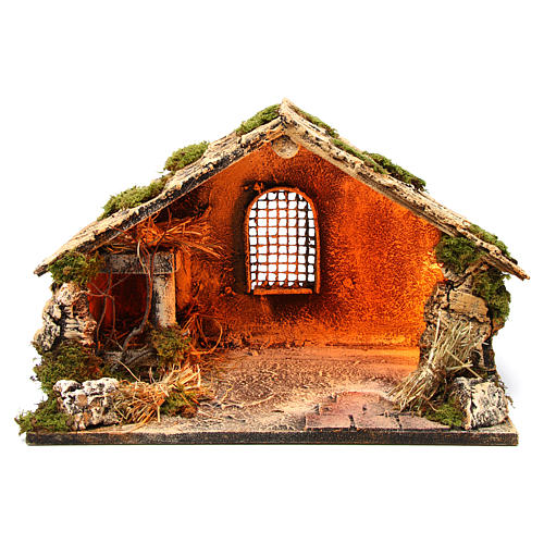 Wooden and straw cabin, Neapolitan Nativity 31x46x29cm 1