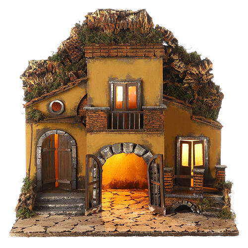 Neapolitan Nativity Village, 1700 style with gate 48x55x35cm 1