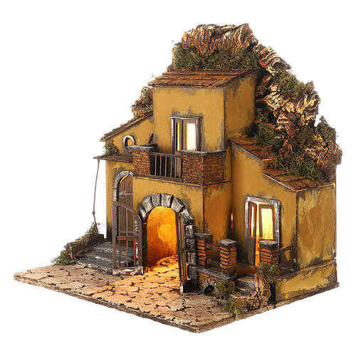 Neapolitan Nativity Village, 1700 style with gate 48x55x35cm 2