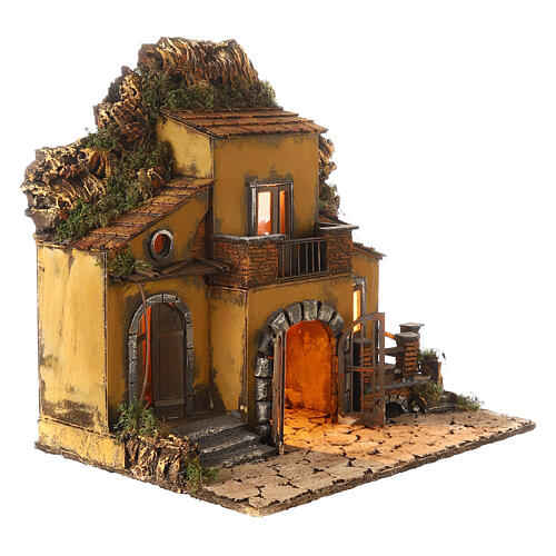 Neapolitan Nativity Village, 1700 style with gate 48x55x35cm 3